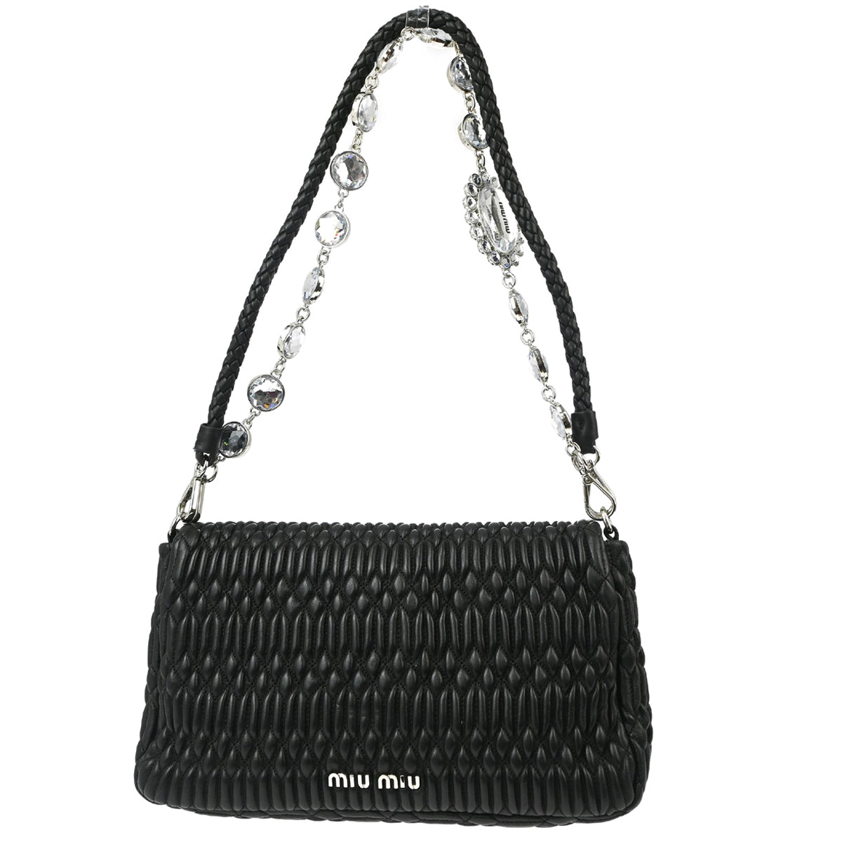 Miu Miu Black Nappa Crystal Handbag