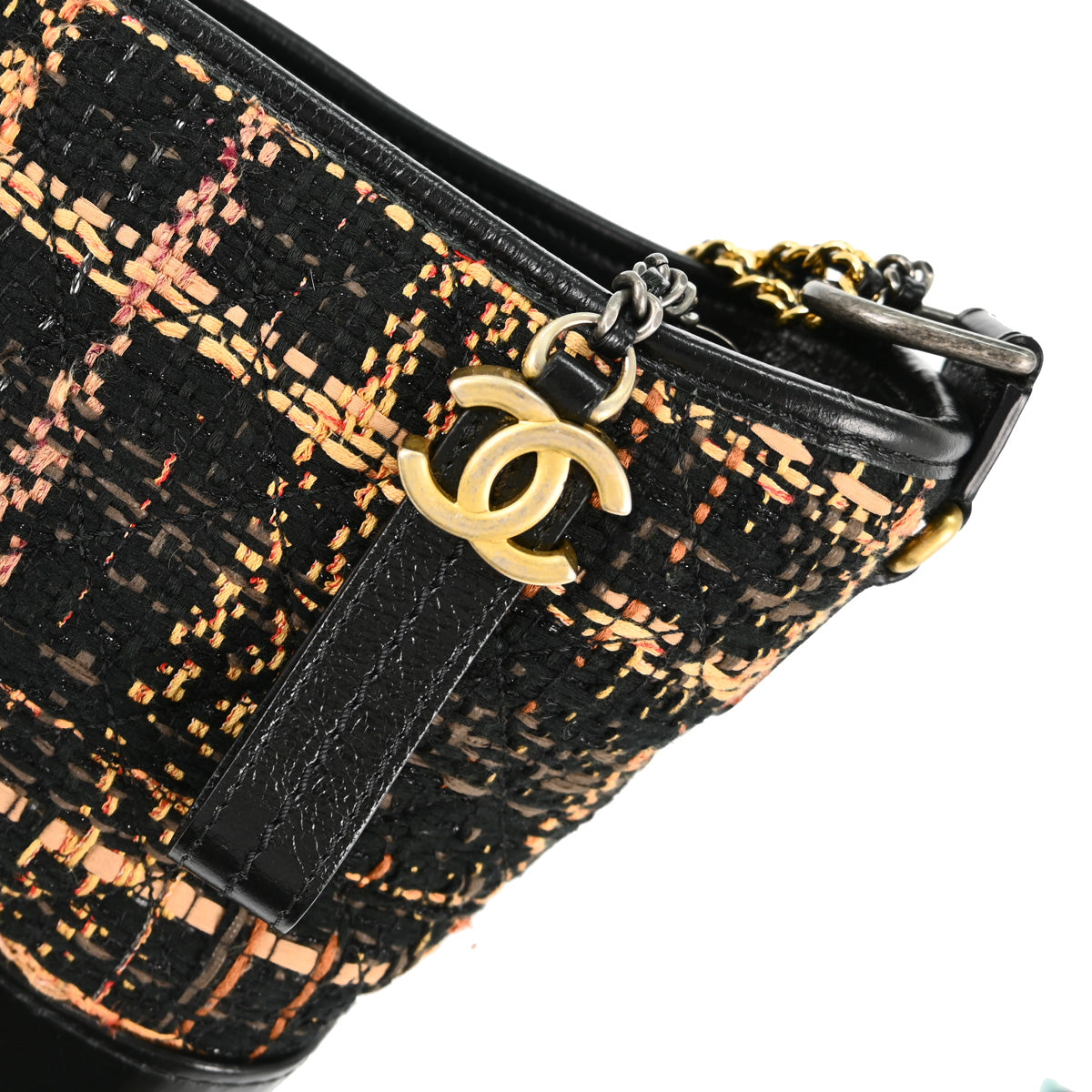 Chanel 2018 Black Calfskin Tweed Large Gabrielle Shoulder Bag