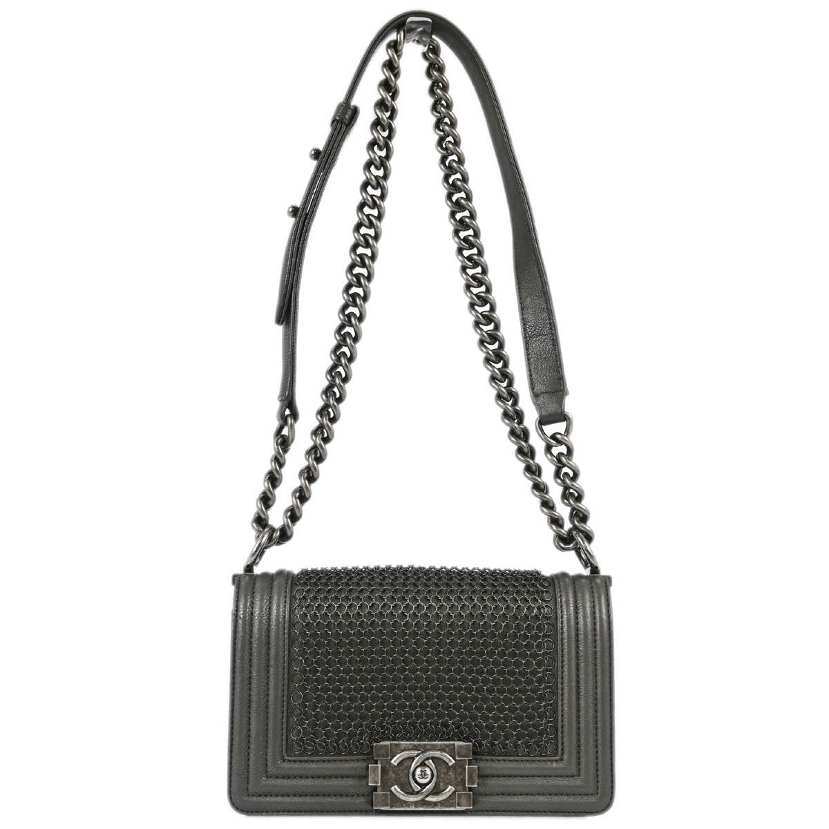 Boy Chanel 2013-2014 Gray Calfskin Small Chain Shoulder Bag