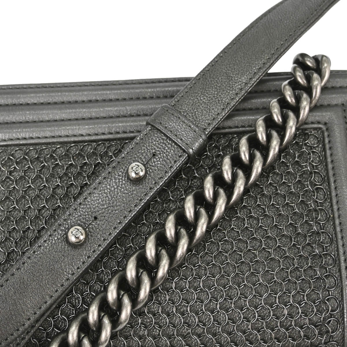 Boy Chanel 2013-2014 Gray Calfskin Small Chain Shoulder Bag