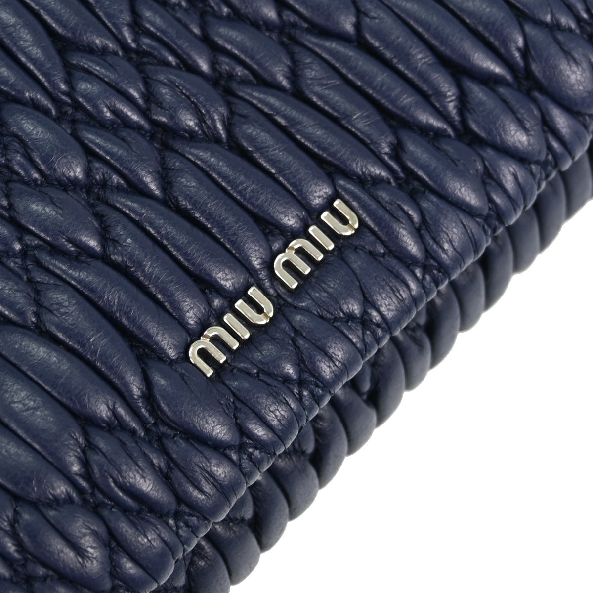 Miu Miu Blue Lambskin Nappa Crystal Shoulder Bag