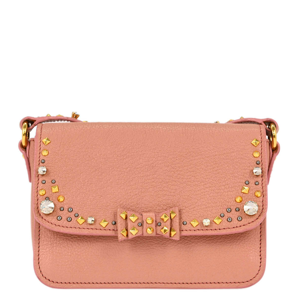 Miu Miu Pink Goatskin Studded Shoulder Bag