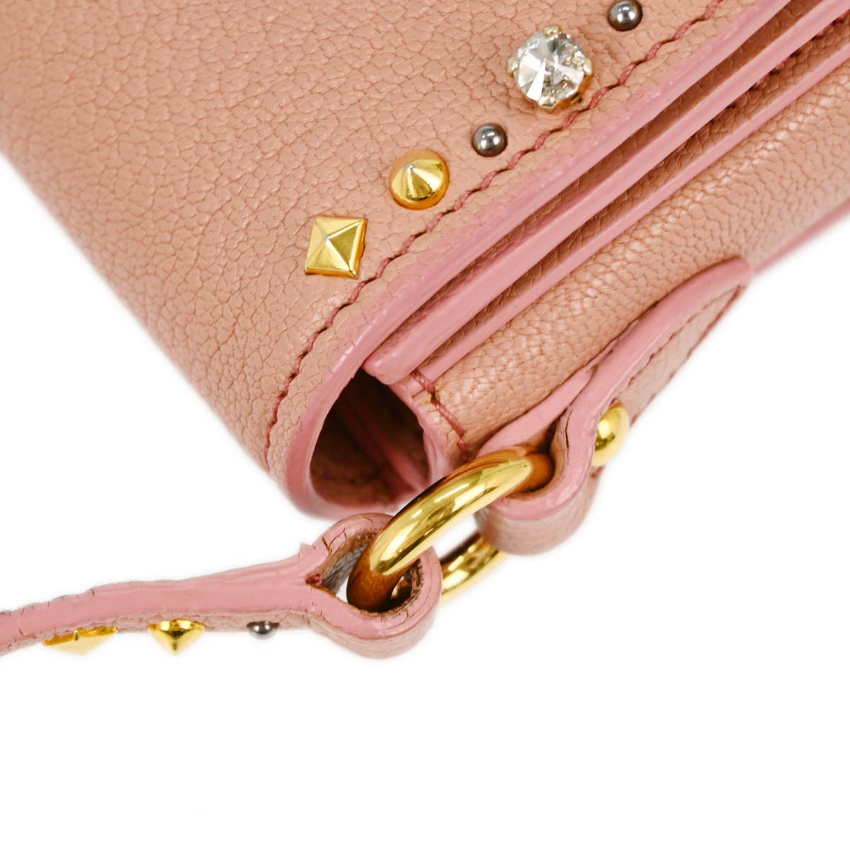 Miu Miu Pink Goatskin Studded Shoulder Bag