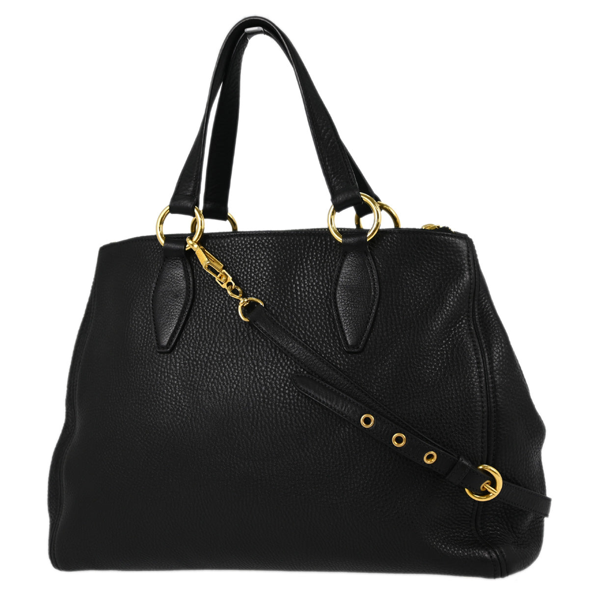 Miu Miu Black Leather 2way Shoulder Tote Handbag