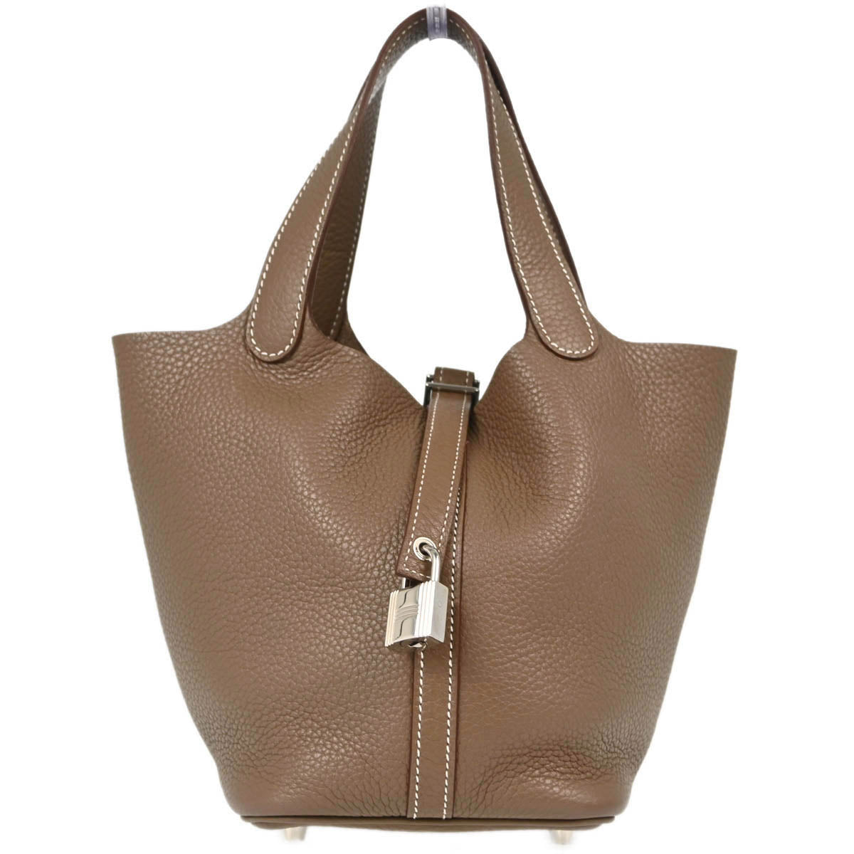 Hermes 2011 Etoupe Taurillon Clemence Picotin 18 PM Handbag