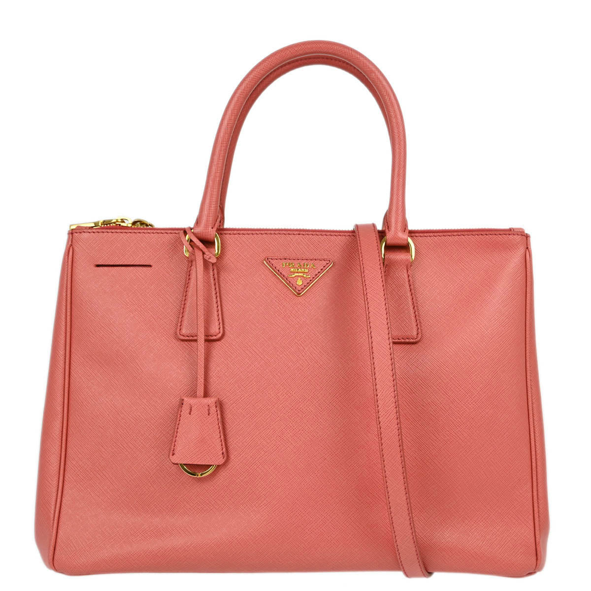 Prada Pink Leather Galleria 2way Tote Handbag