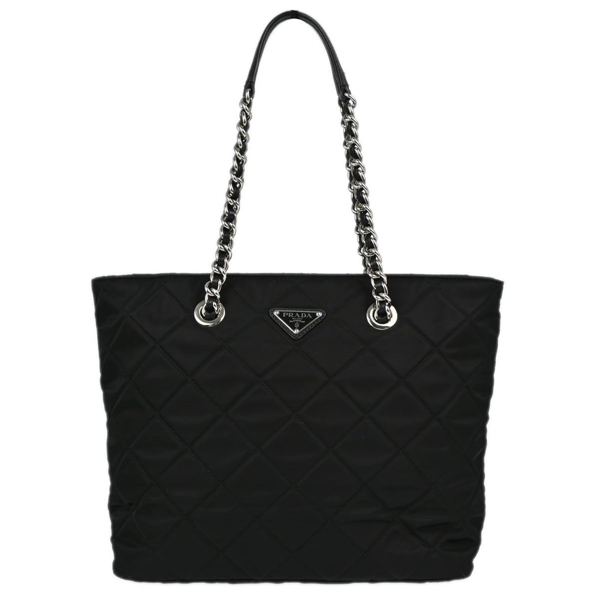 Prada Black Nylon Chain Tote Handbag