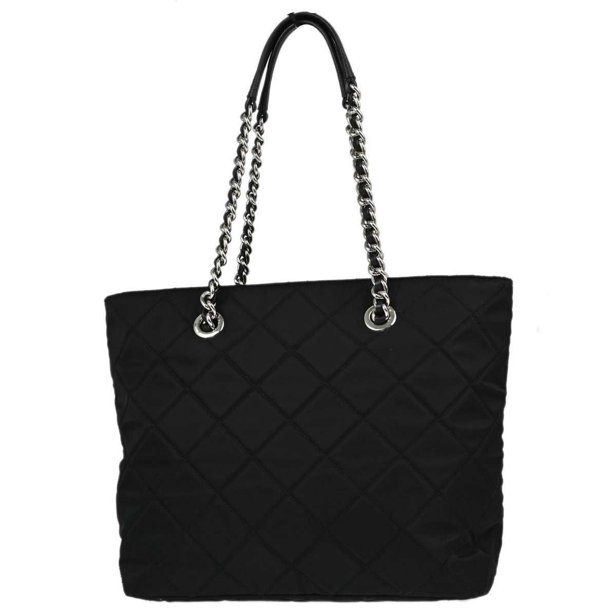 Prada Black Nylon Chain Tote Handbag