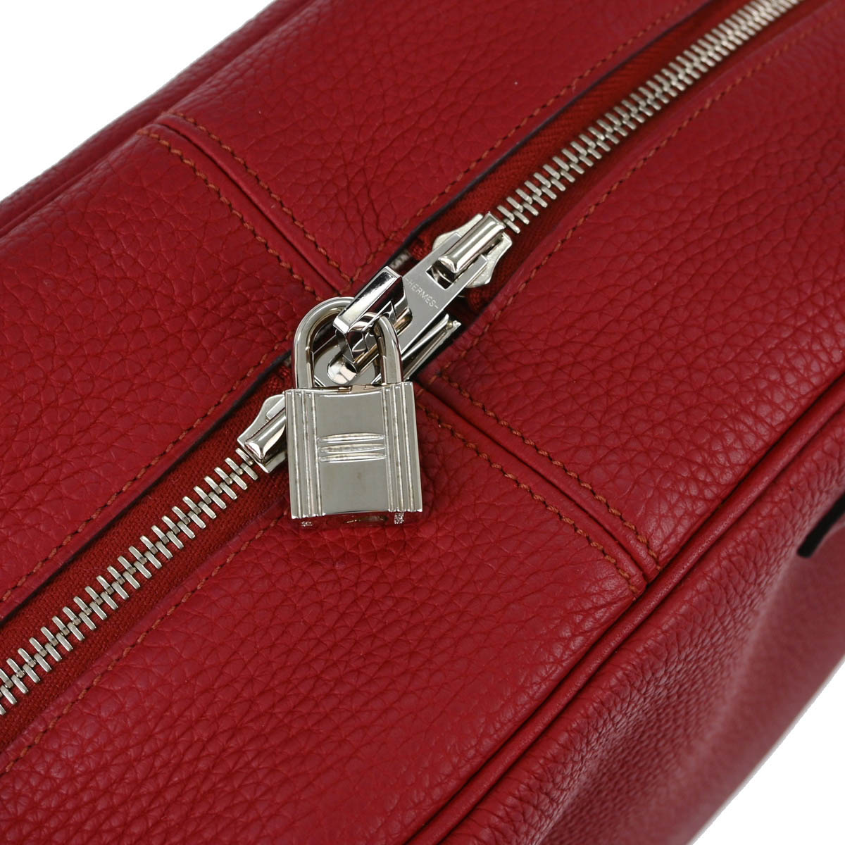 Hermes 2016 Rouge Casaque Taurillon Clemence Victoria 35 Handbag