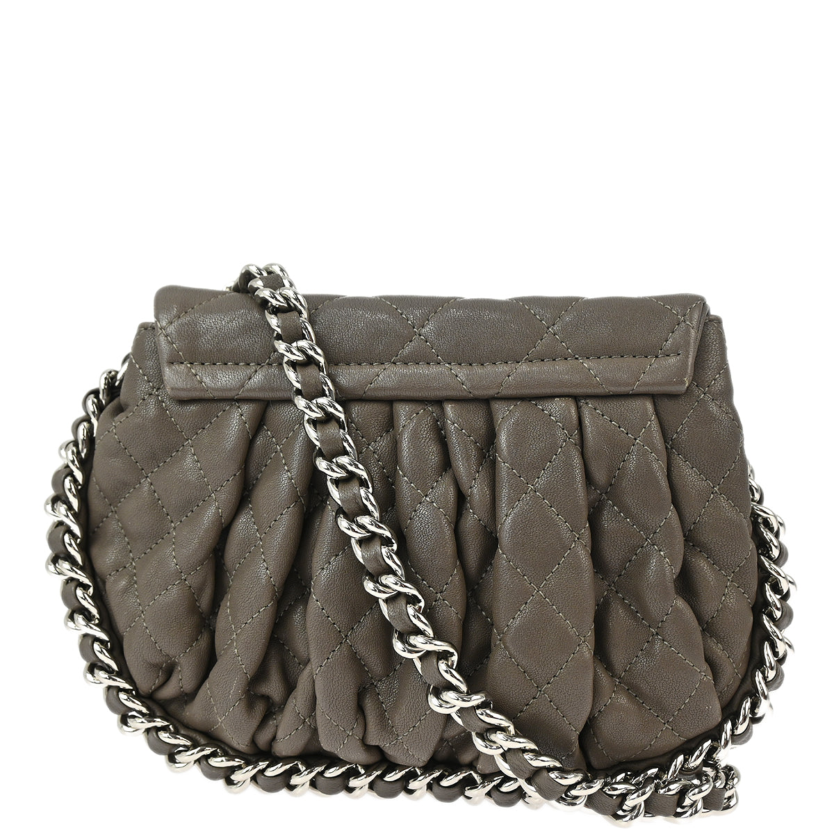 Chanel 2011 Gray Lambskin Around Chain Shoulder Bag