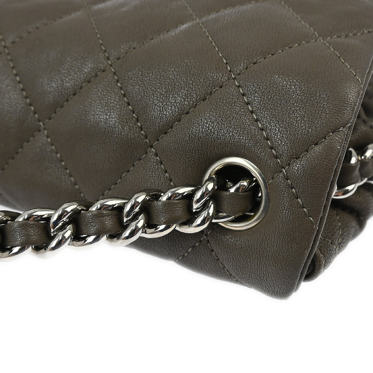 Chanel 2011 Gray Lambskin Around Chain Shoulder Bag