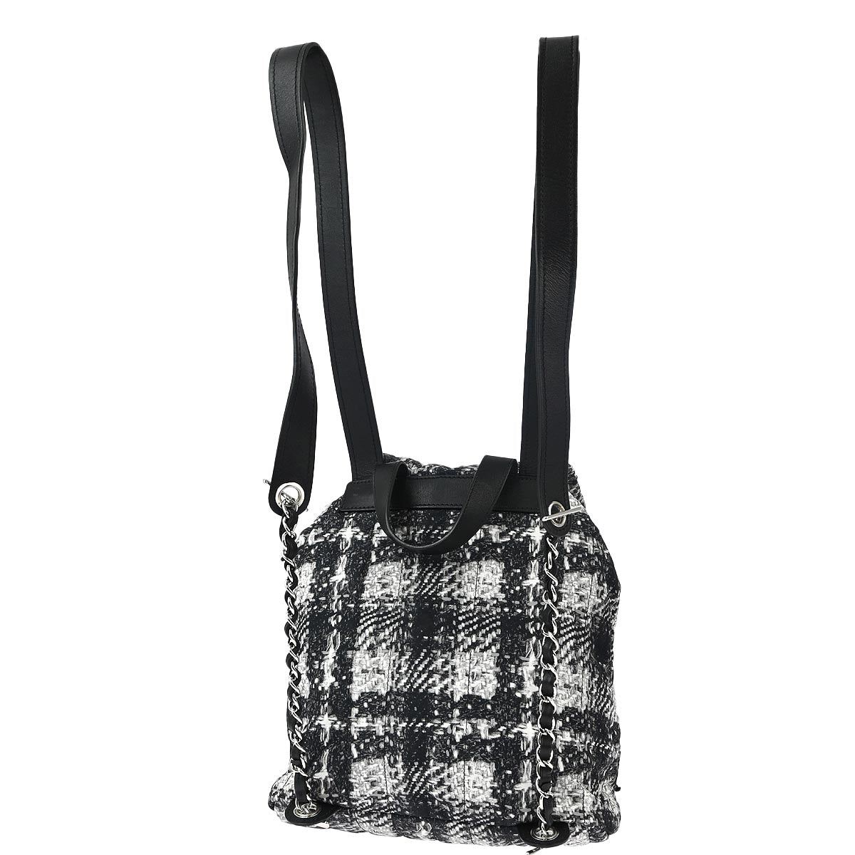 Chanel 2013-2014 Black White Tweed Print Backpack