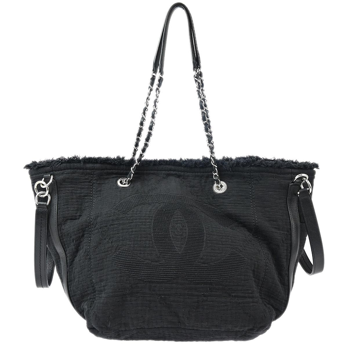 Chanel 2019 Black Canvas Shoulder Tote Bag