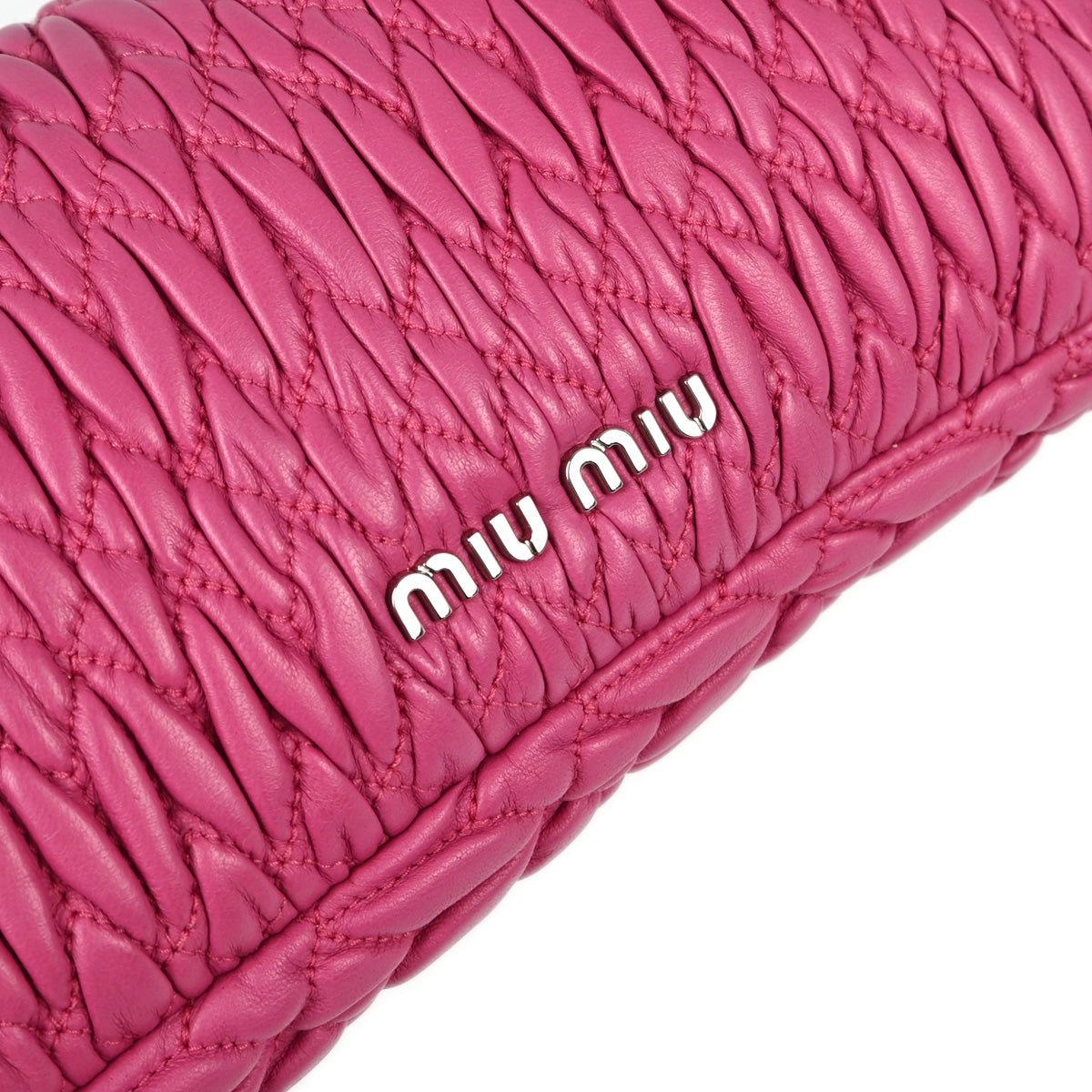 Miu Miu Pink Lambskin Nappa Crystal Handbag