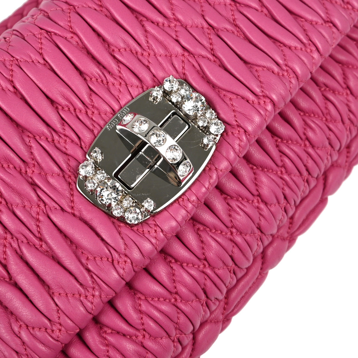 Miu Miu Pink Lambskin Nappa Crystal Handbag