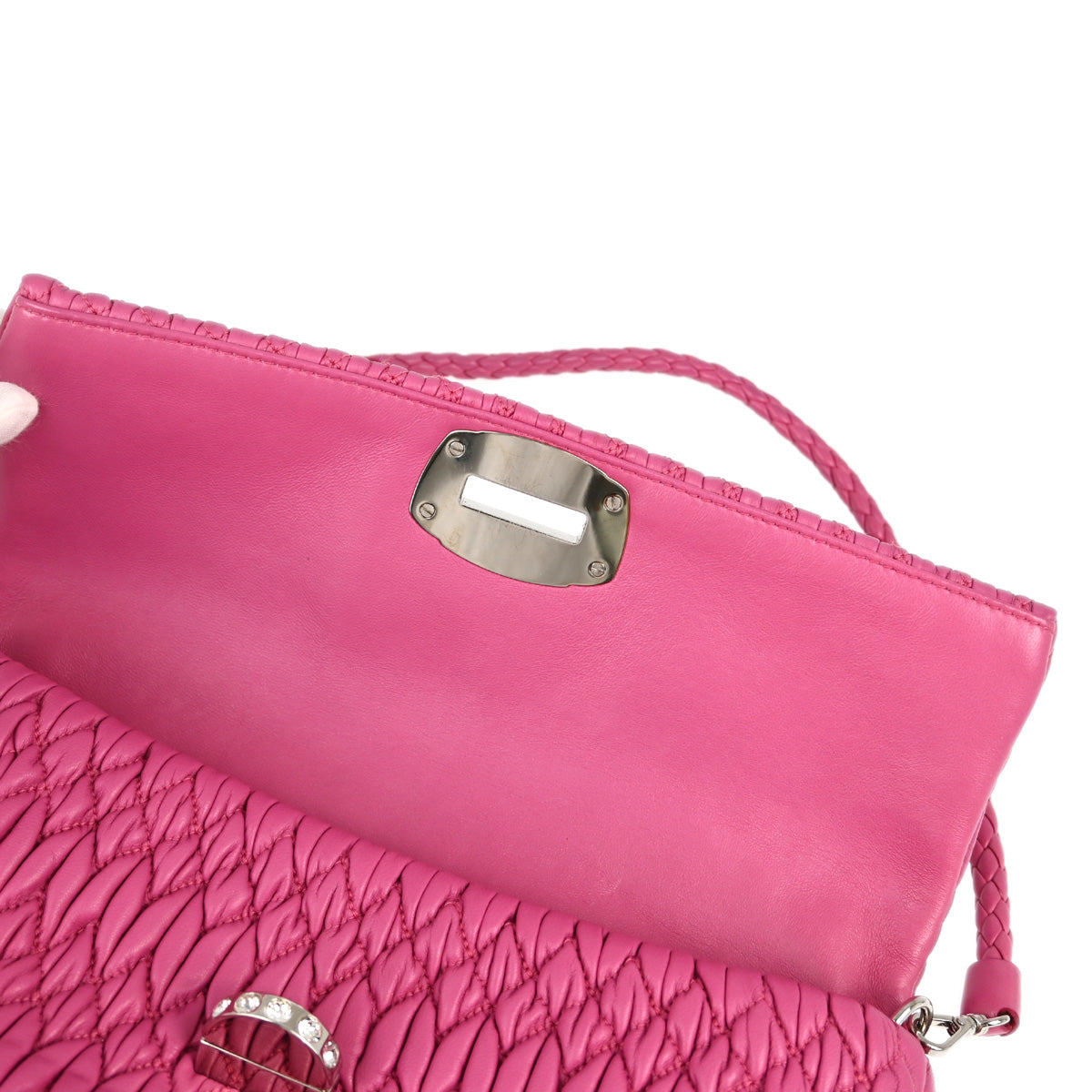 Miu Miu Pink Lambskin Nappa Crystal Handbag