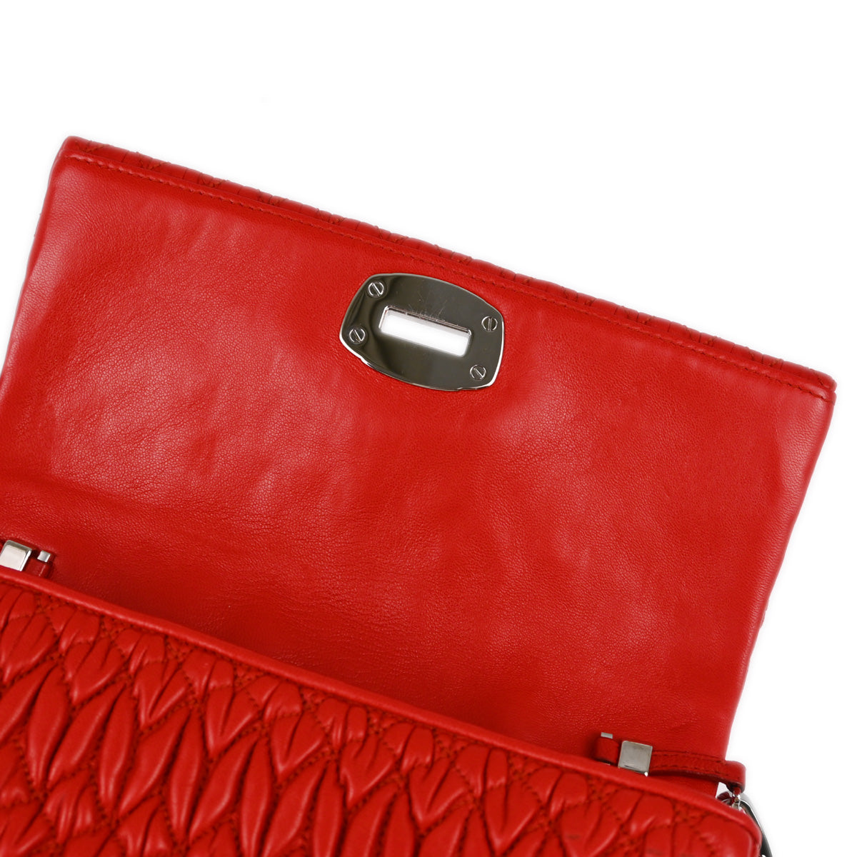 Miu Miu Red Lambskin Nappa Crystal Handbag