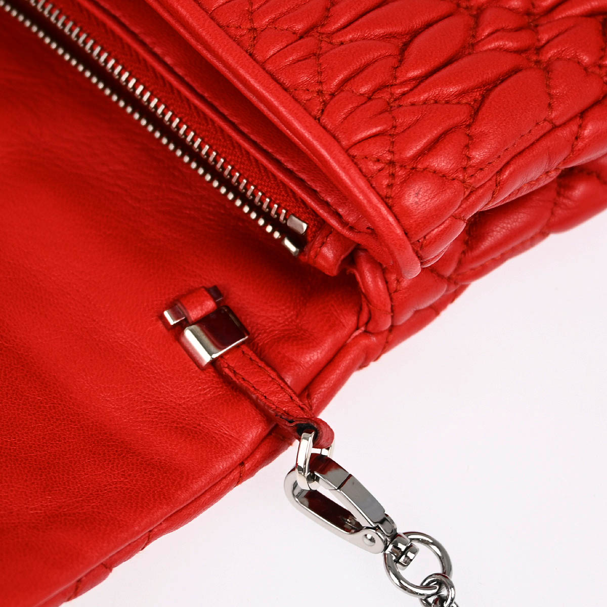 Miu Miu Red Lambskin Nappa Crystal Handbag