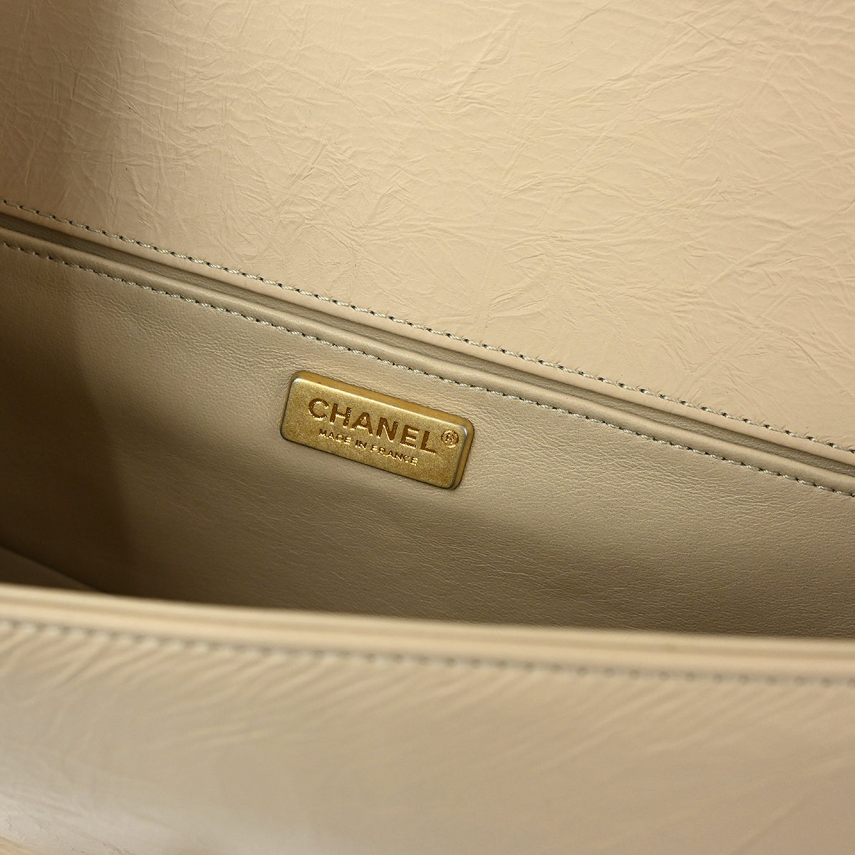 Boy Chanel 2015 Beige Lambskin Medium Chain Shoulder Bag