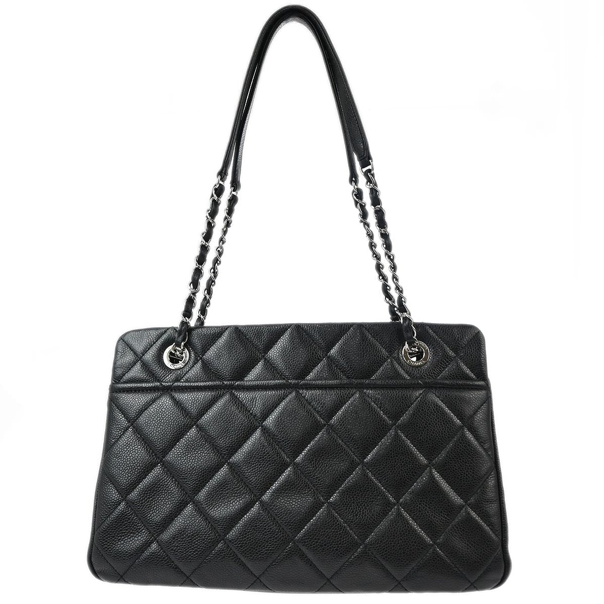 Chanel 2013-2014 Black Caviar Chain Shoulder Tote Bag