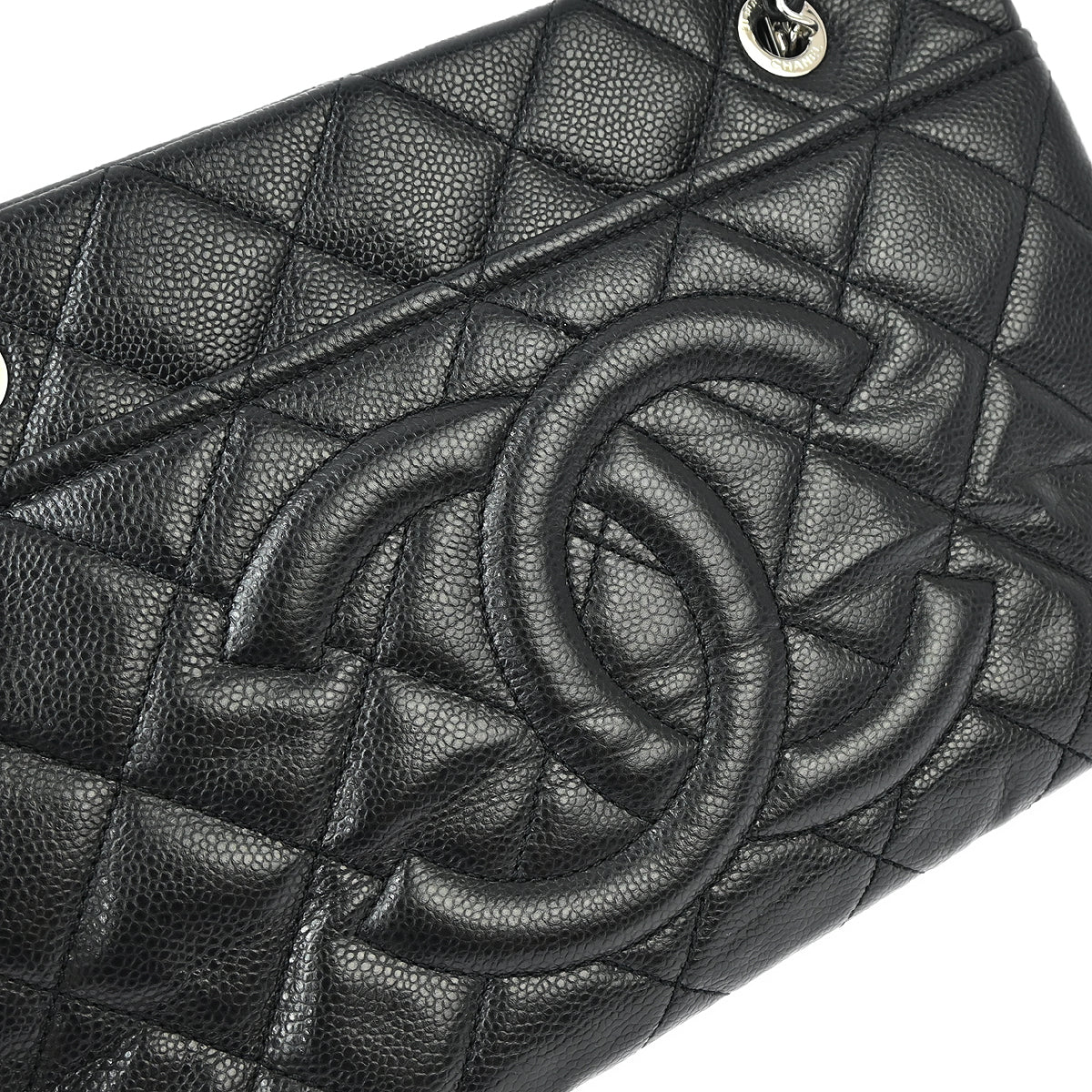 Chanel 2013-2014 Black Caviar Chain Shoulder Tote Bag