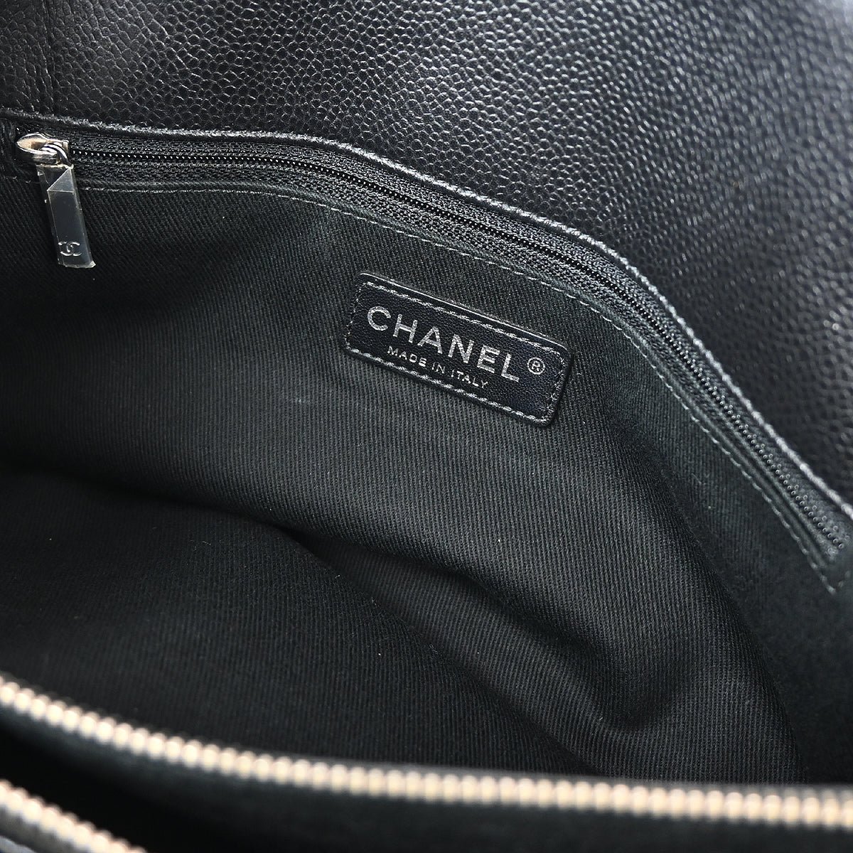 Chanel 2013-2014 Black Caviar Chain Shoulder Tote Bag