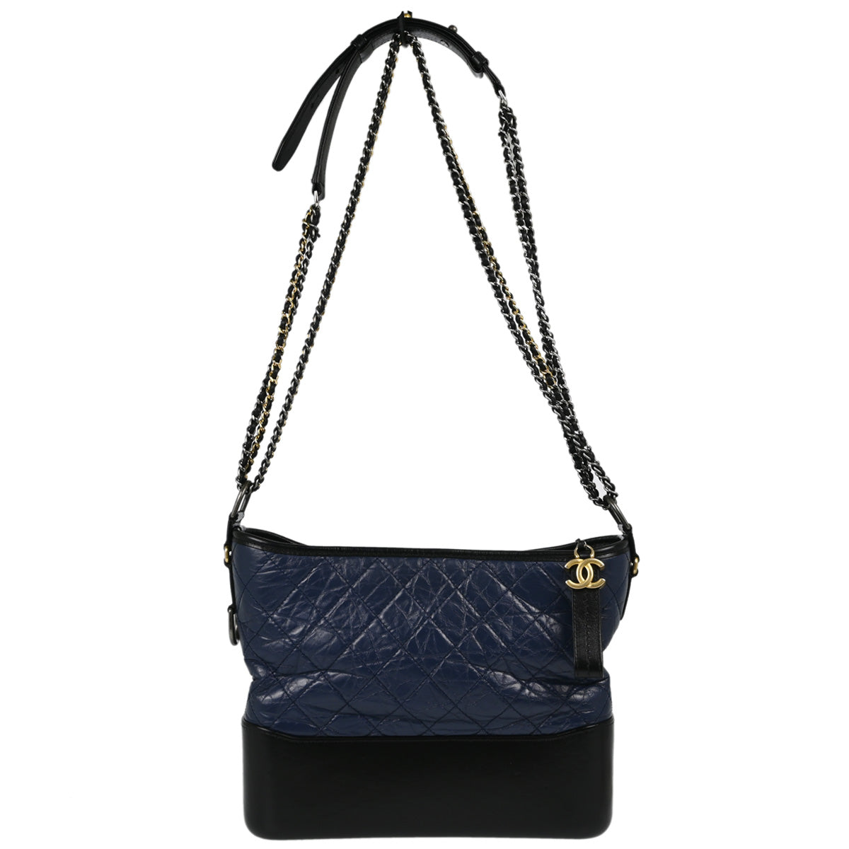 Chanel 2019 Blue Black Calfskin Large Gabrielle Shoulder Bag