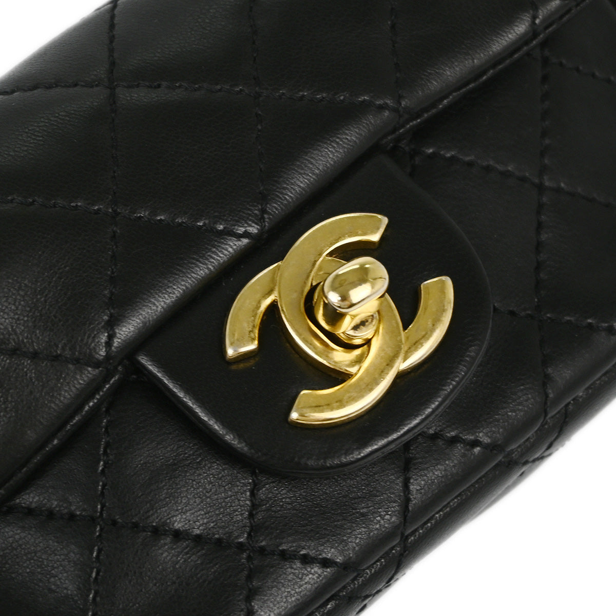 Chanel 2010-2011 Black Lambskin Single Flap Shoulder Bag