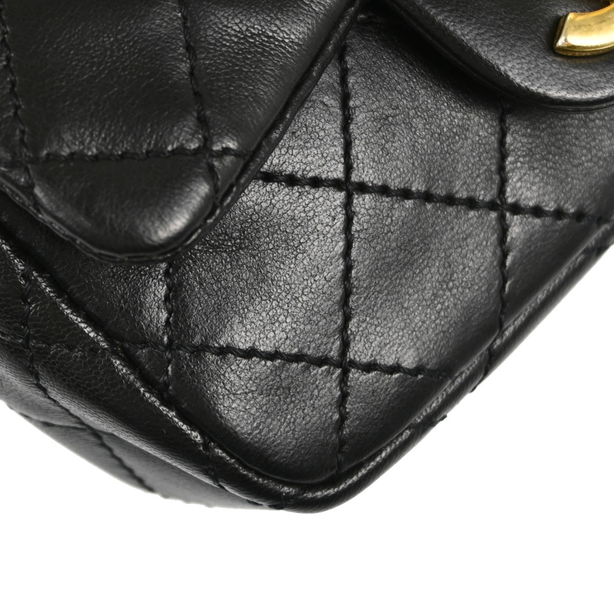 Chanel 2010-2011 Black Lambskin Single Flap Shoulder Bag