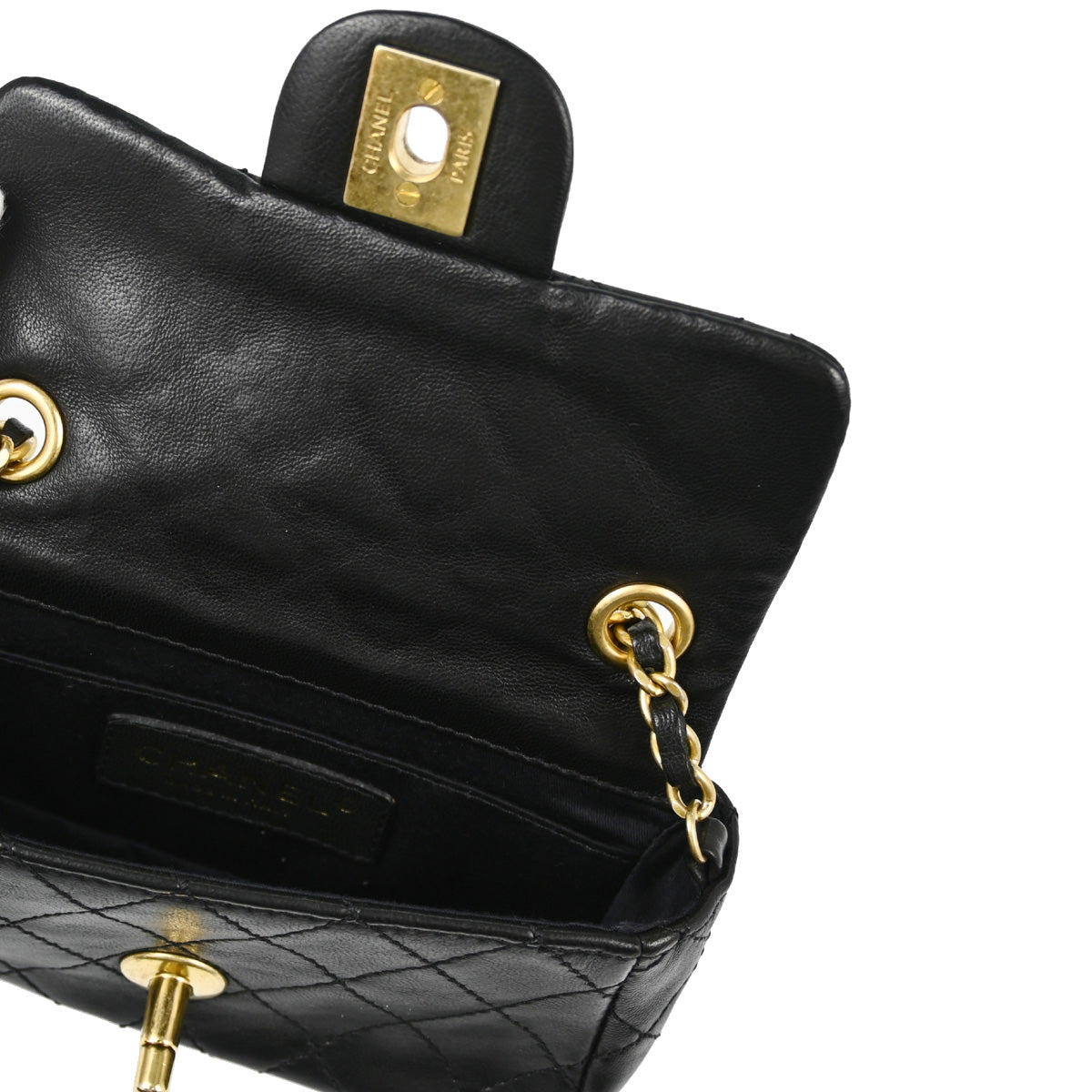 Chanel 2010-2011 Black Lambskin Single Flap Shoulder Bag