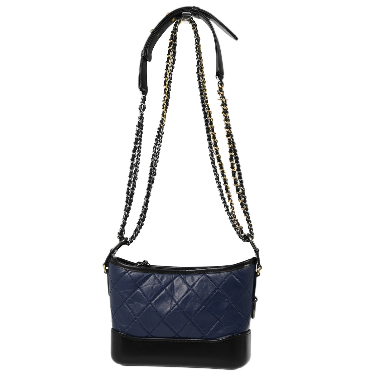 Chanel 2018-2019 Navy Black Lamskin Small Gabrielle Shoulder Bag