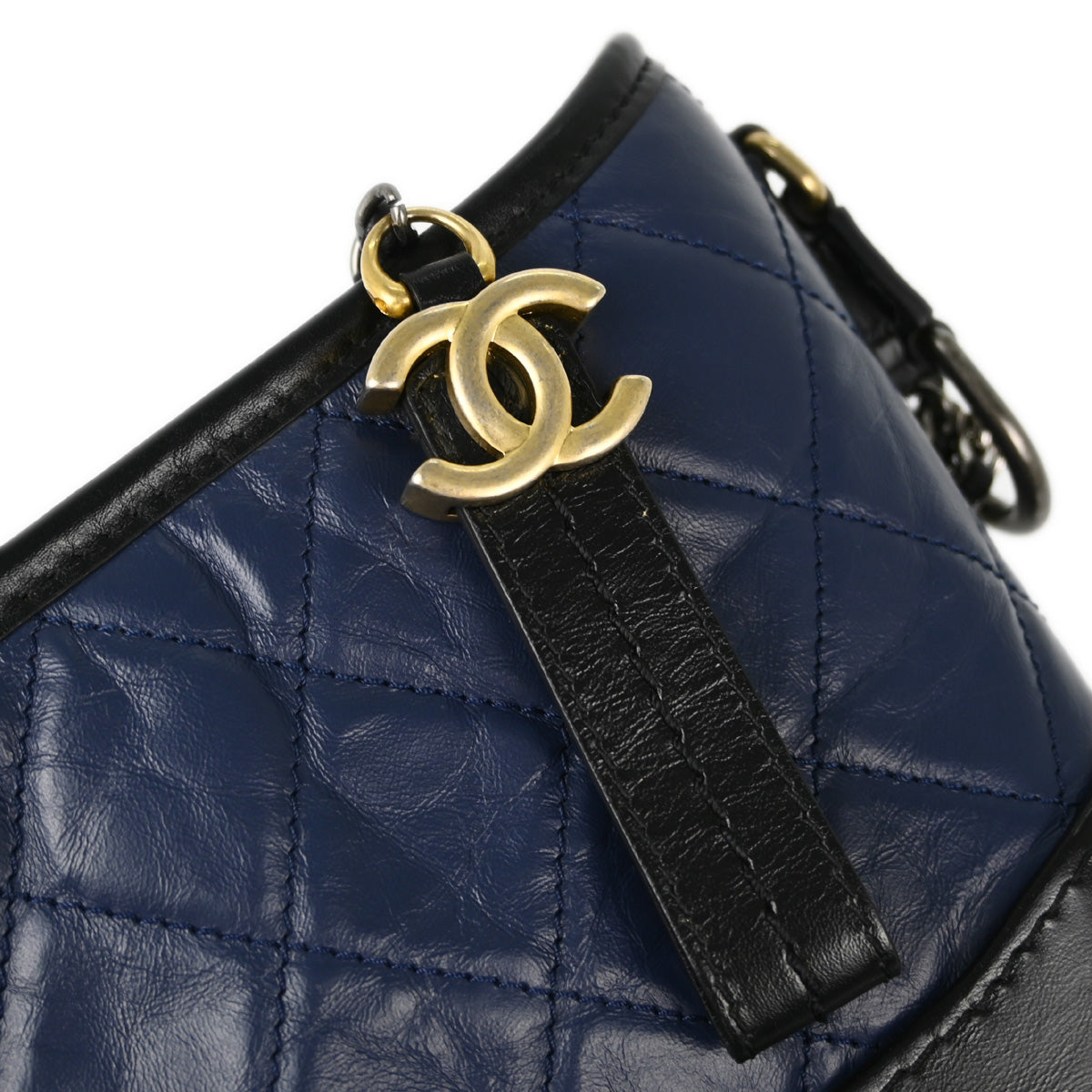 Chanel 2018-2019 Navy Black Lamskin Small Gabrielle Shoulder Bag