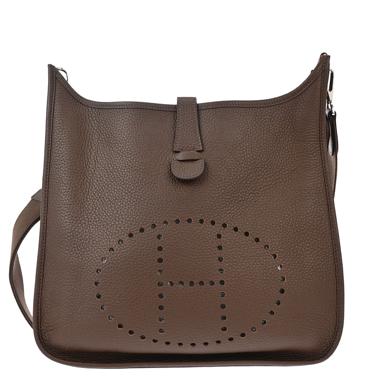 Hermes Cacao Taurillon Clemence Evelyne 3 GM Shoulder Bag