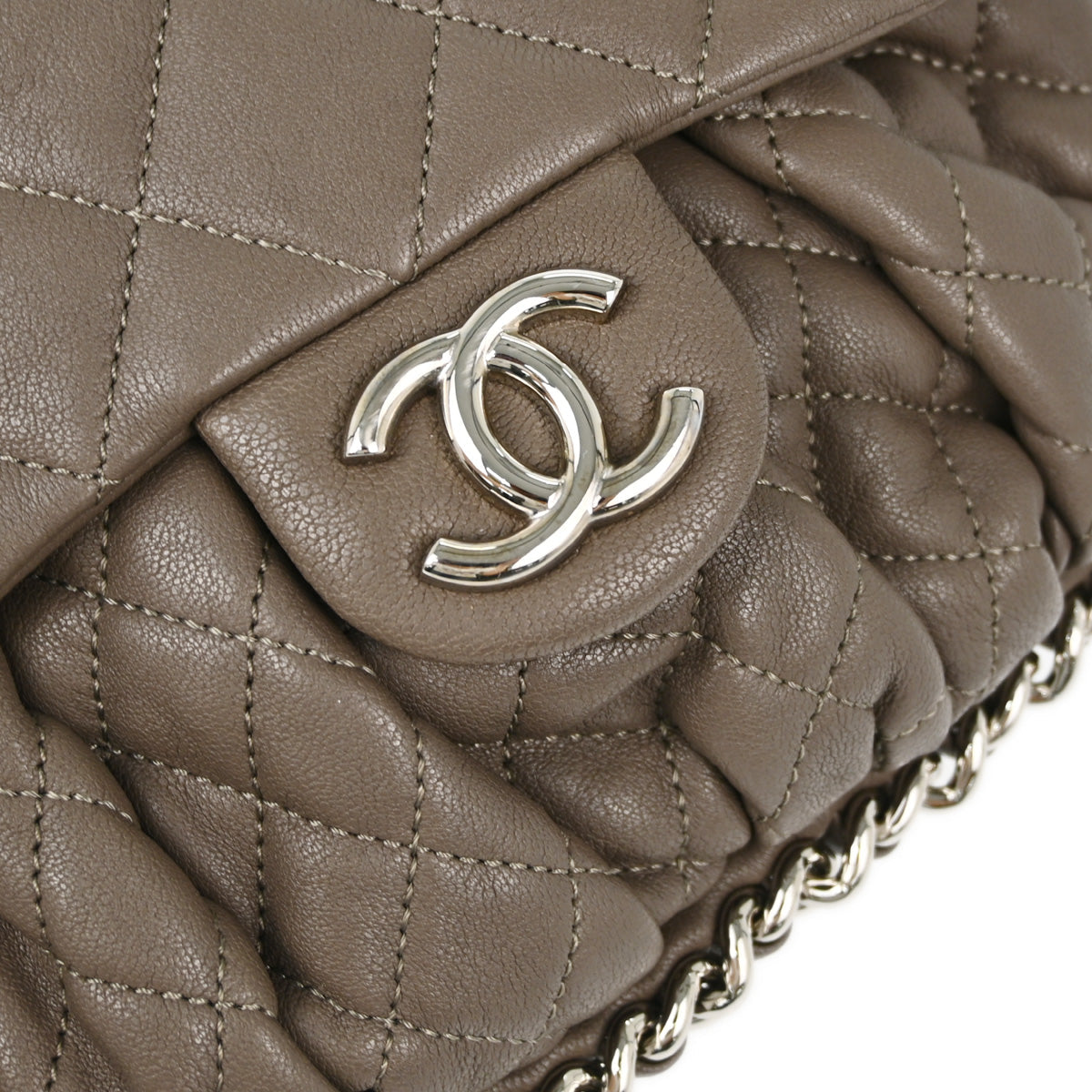 Chanel 2012-2013 Gray Lambskin Around Chain Shoulder Bag