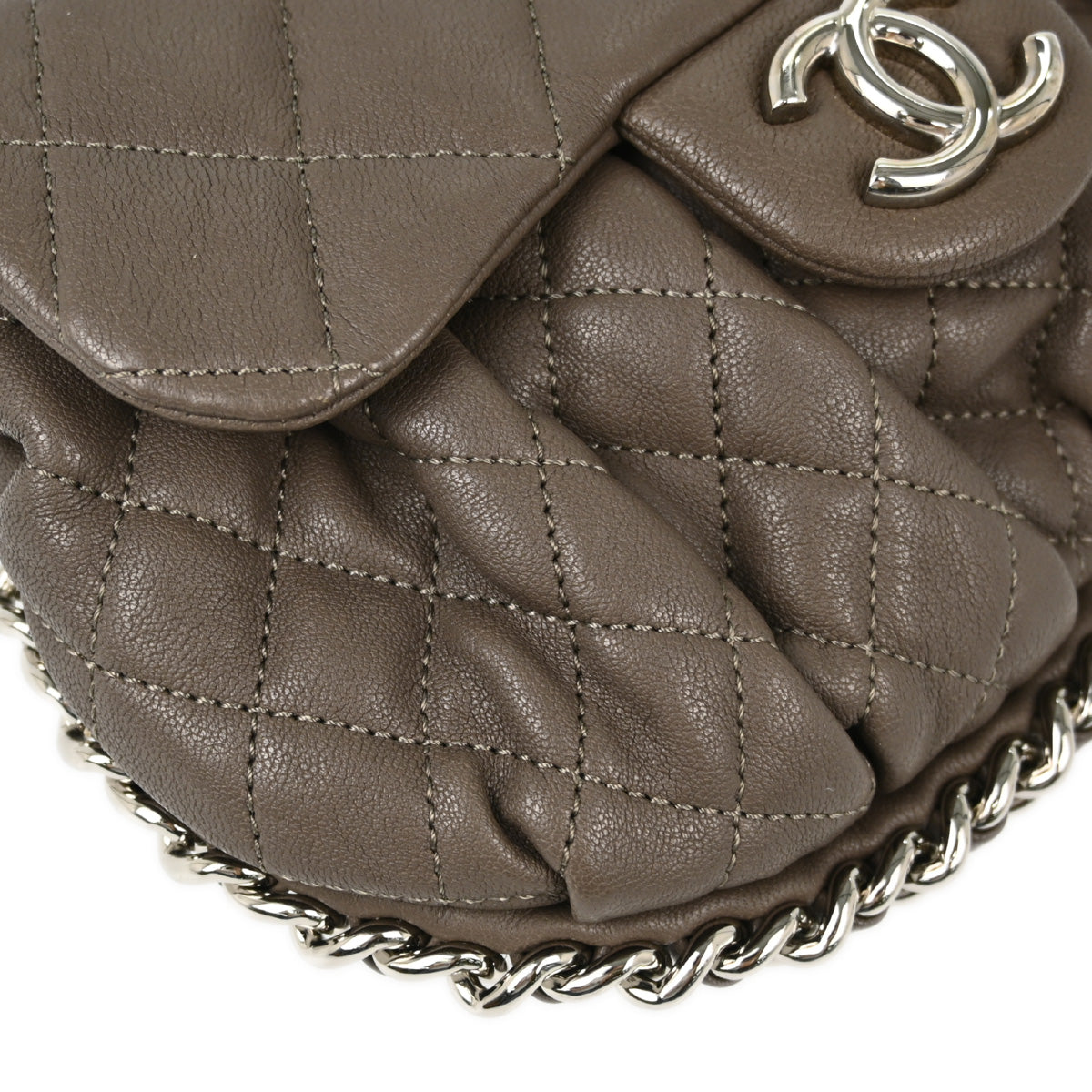 Chanel 2012-2013 Gray Lambskin Around Chain Shoulder Bag