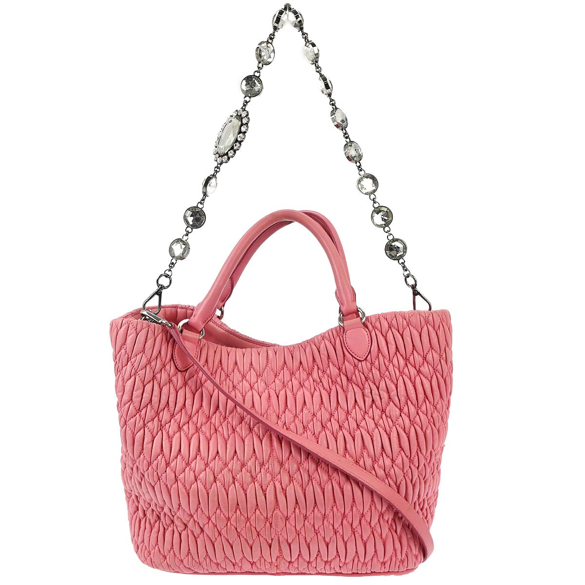 Miu Miu Pink Leather Matelasse 2way Shoulder Handbag