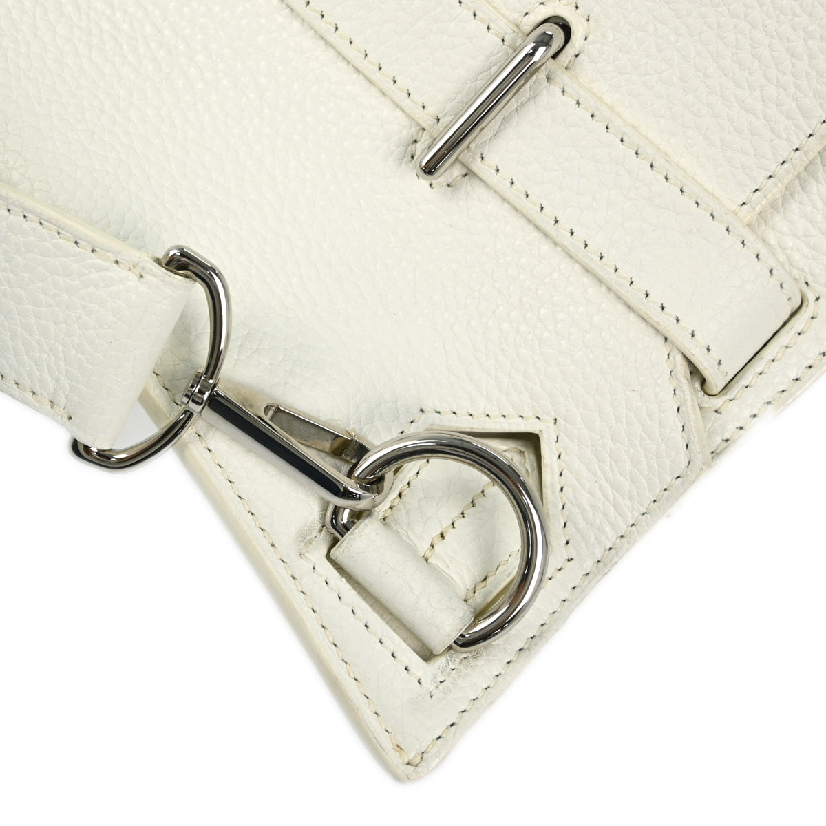 Hermes White Taurillon Clemence Jypsiere 34 Shoulder Bag