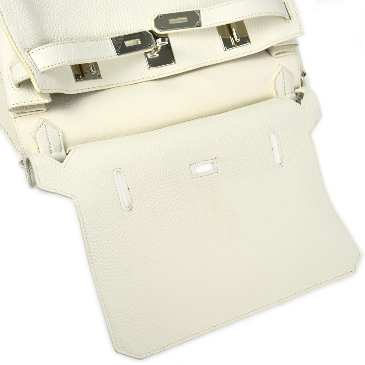 Hermes White Taurillon Clemence Jypsiere 34 Shoulder Bag