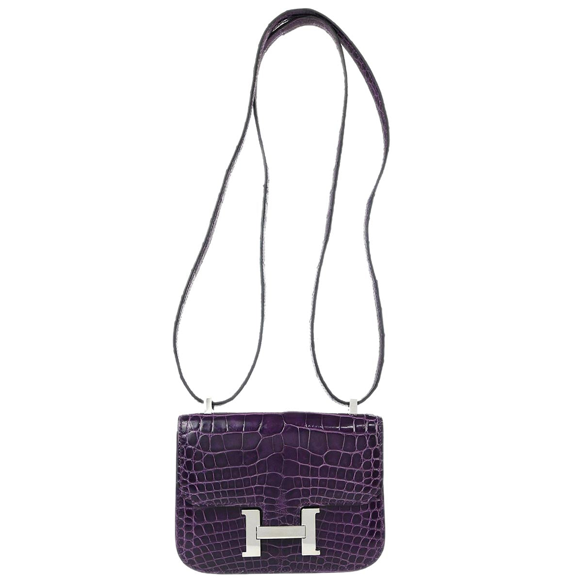 Hermes * Amethyst Alligator Crocodile Constance 14 Shoulder Bag