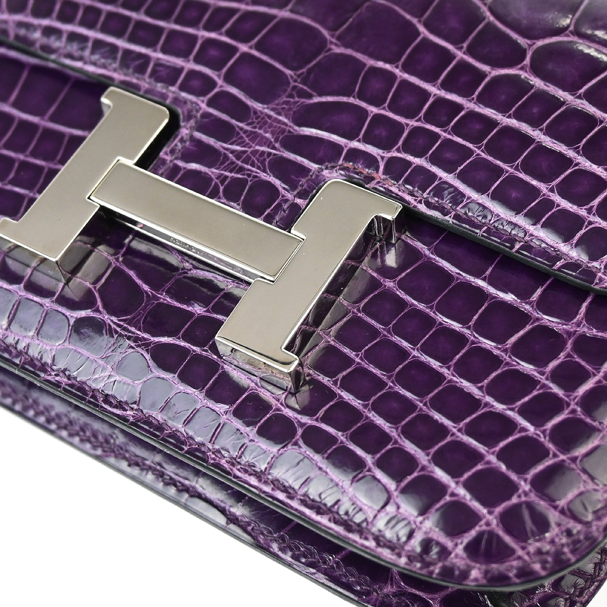 Hermes * Amethyst Alligator Crocodile Constance 14 Shoulder Bag