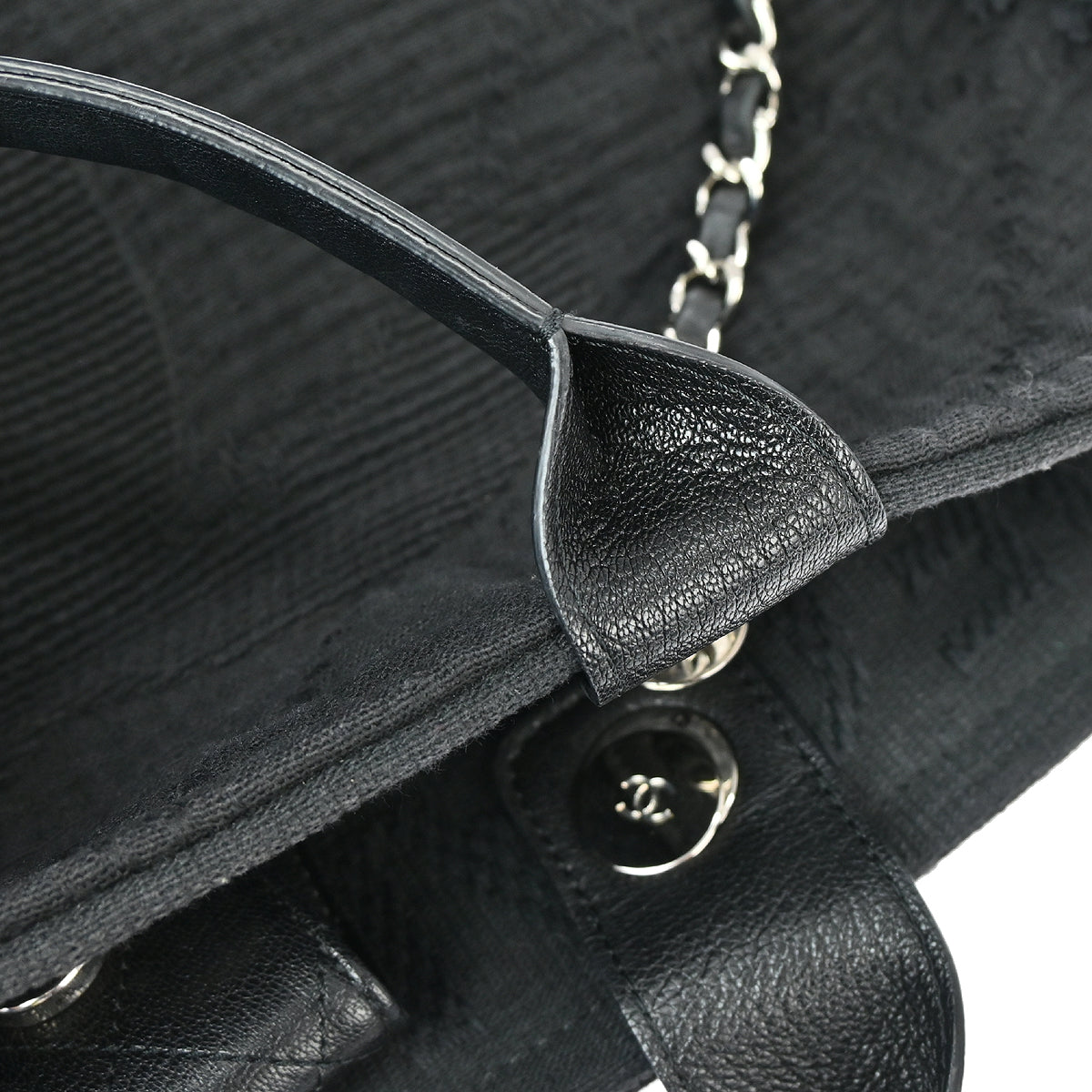 Chanel 2019 Black Fabric Chain Shoulder Tote Bag