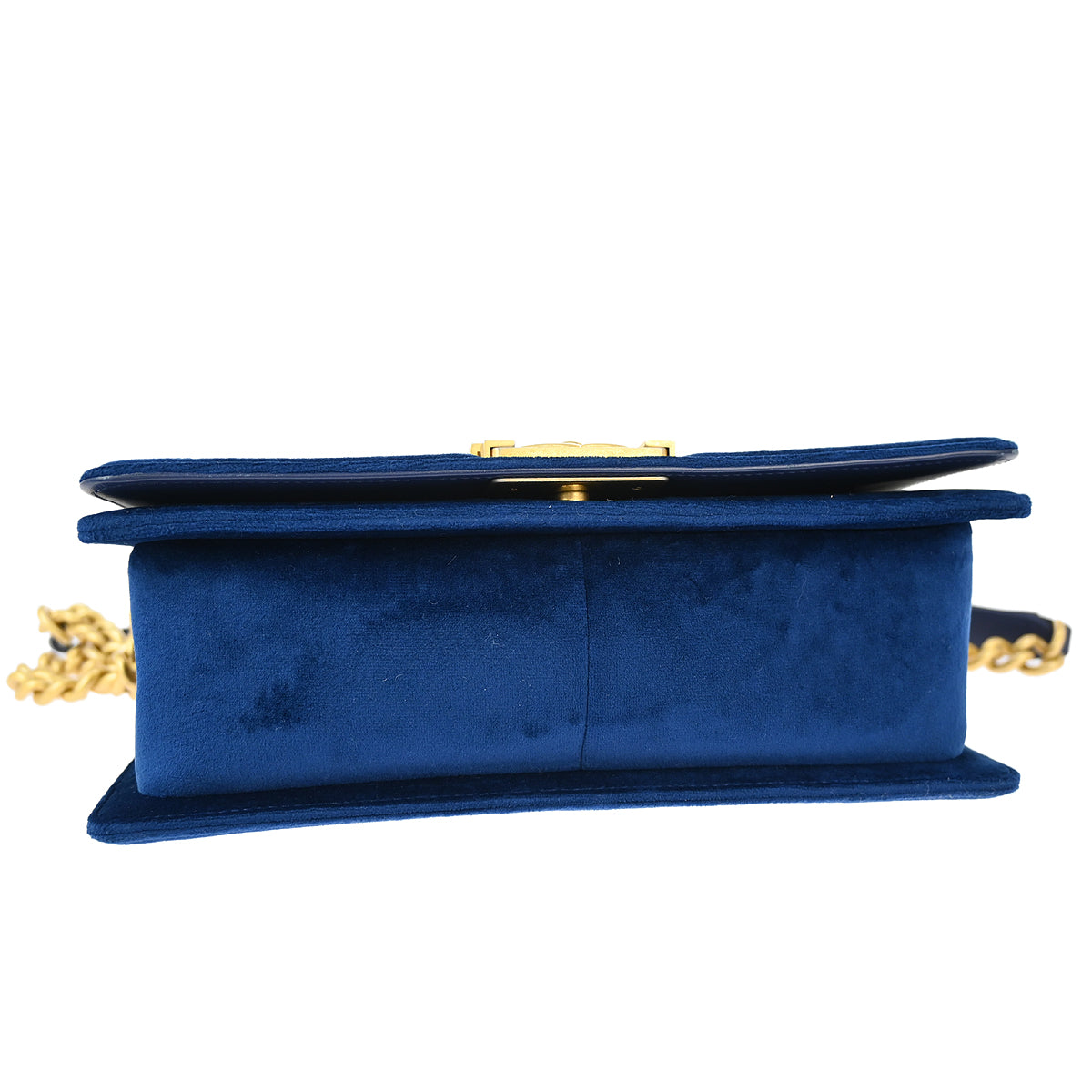 Boy Chanel 2019 Blue Velvet Medium Chain Shoulder Bag