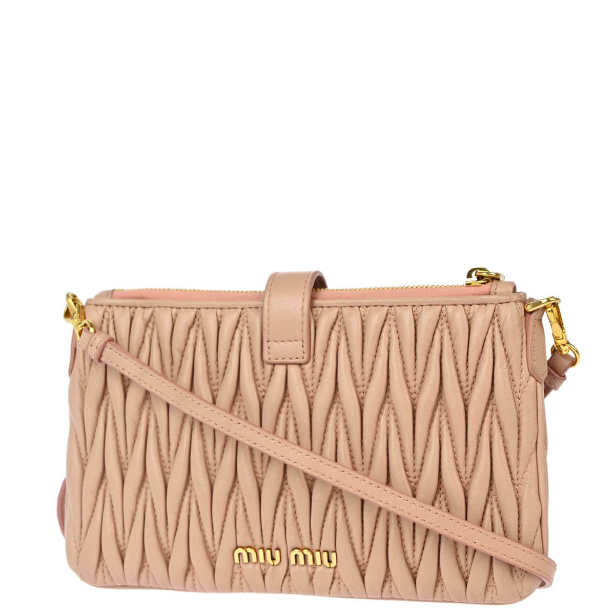 Miu Miu Pink Lambskin Matelasse Shoulder Bag