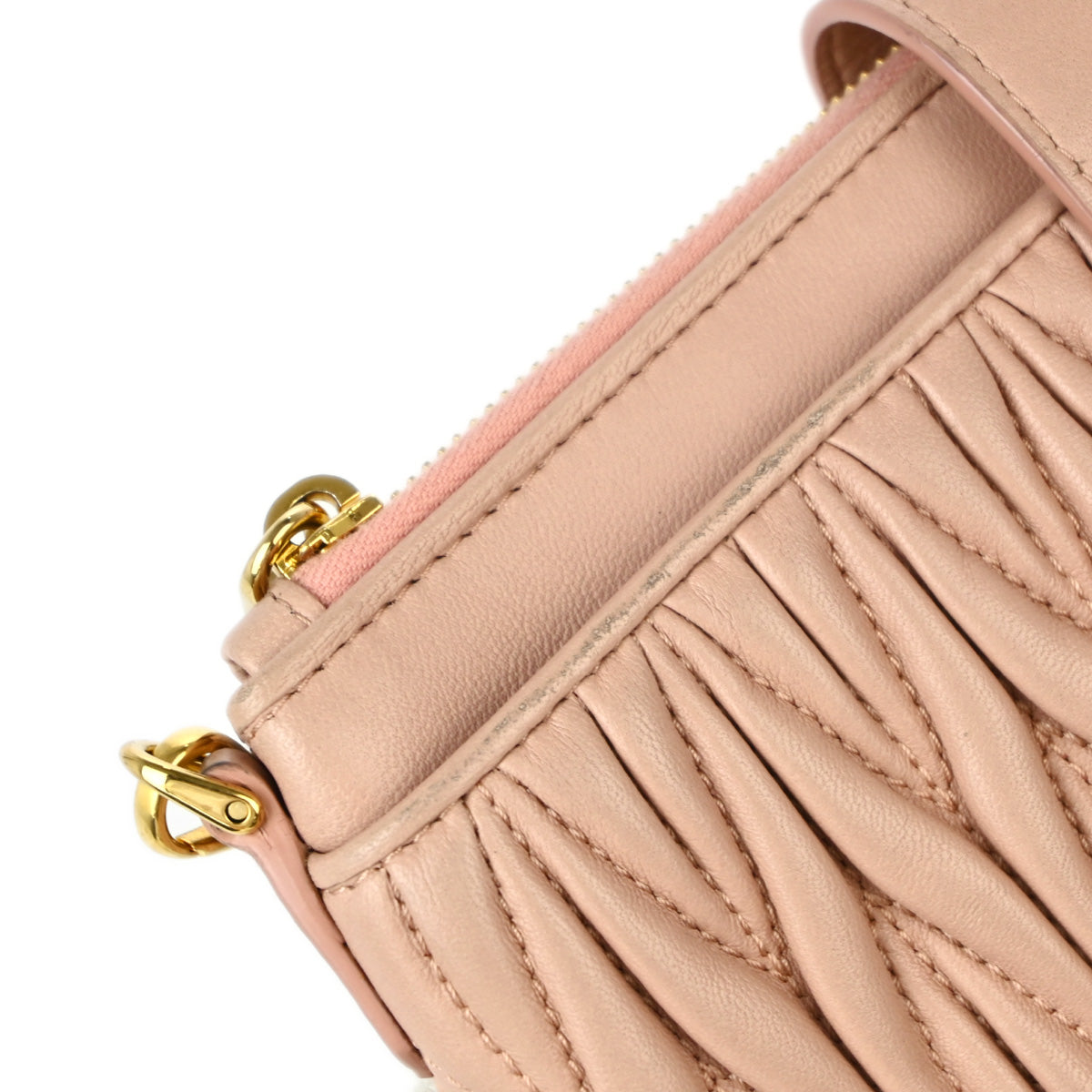 Miu Miu Pink Lambskin Matelasse Shoulder Bag