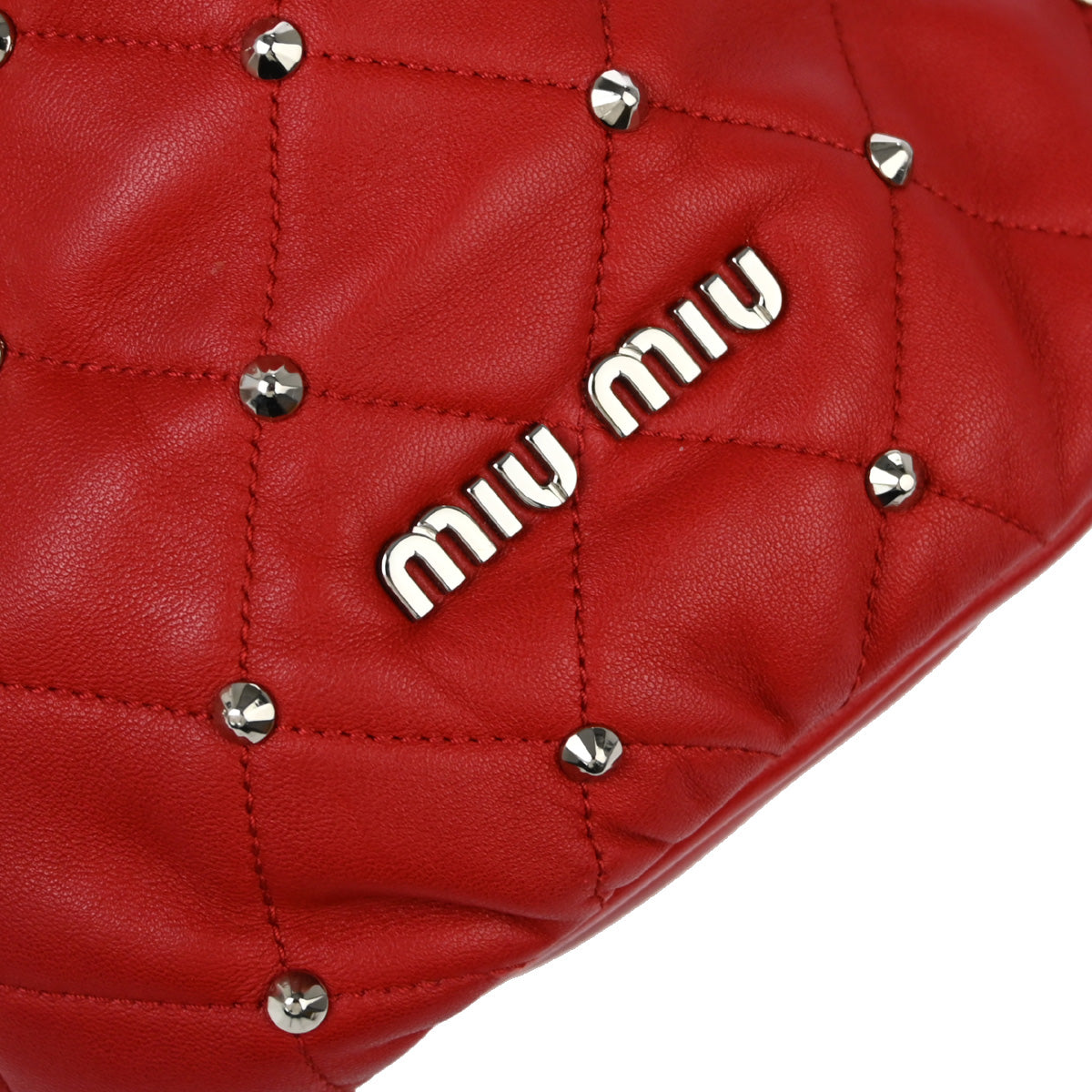 Miu Miu Red Lambskin Drawstring Shoulder Bag