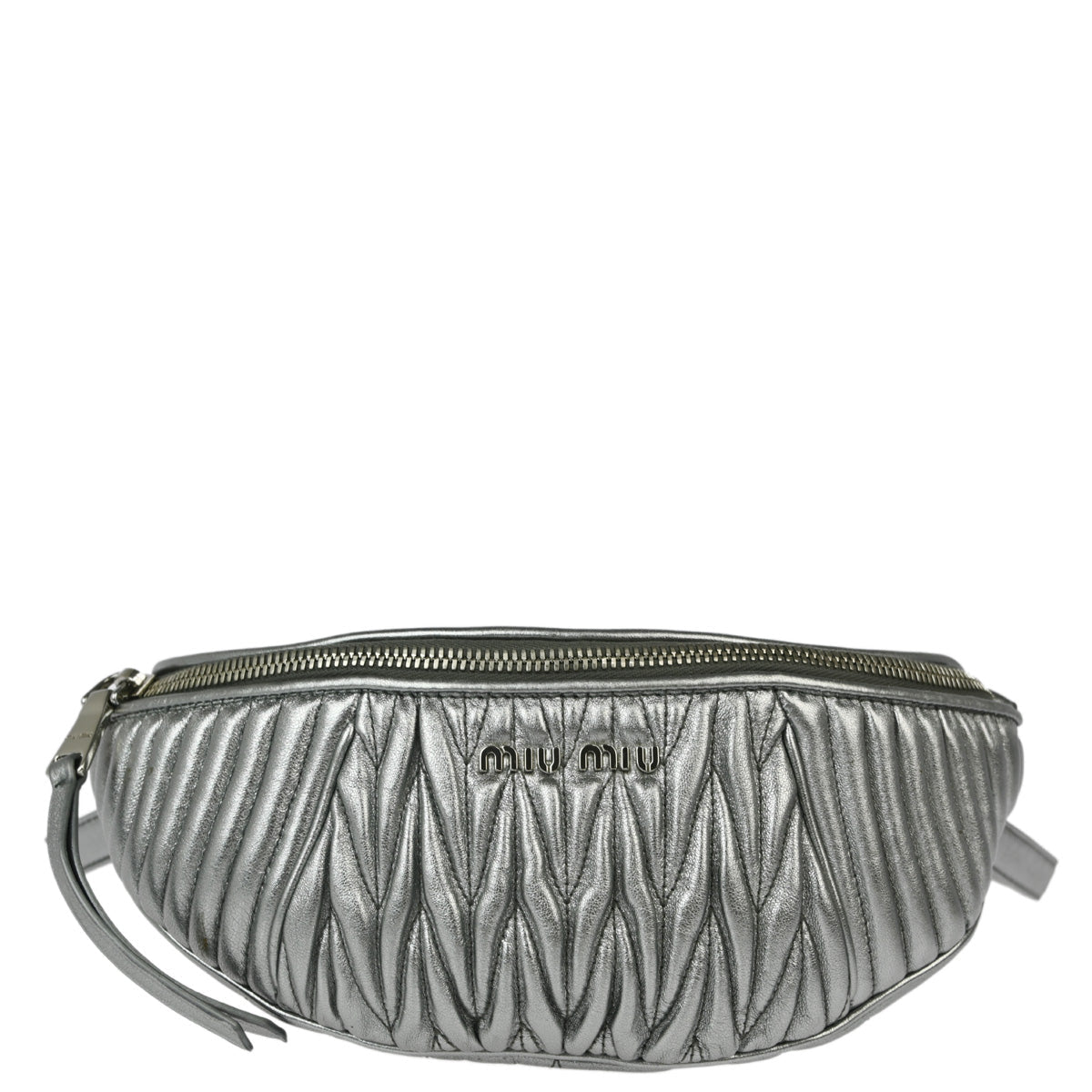 Miu Miu Silver Lambskin Matelasse Bum Bag