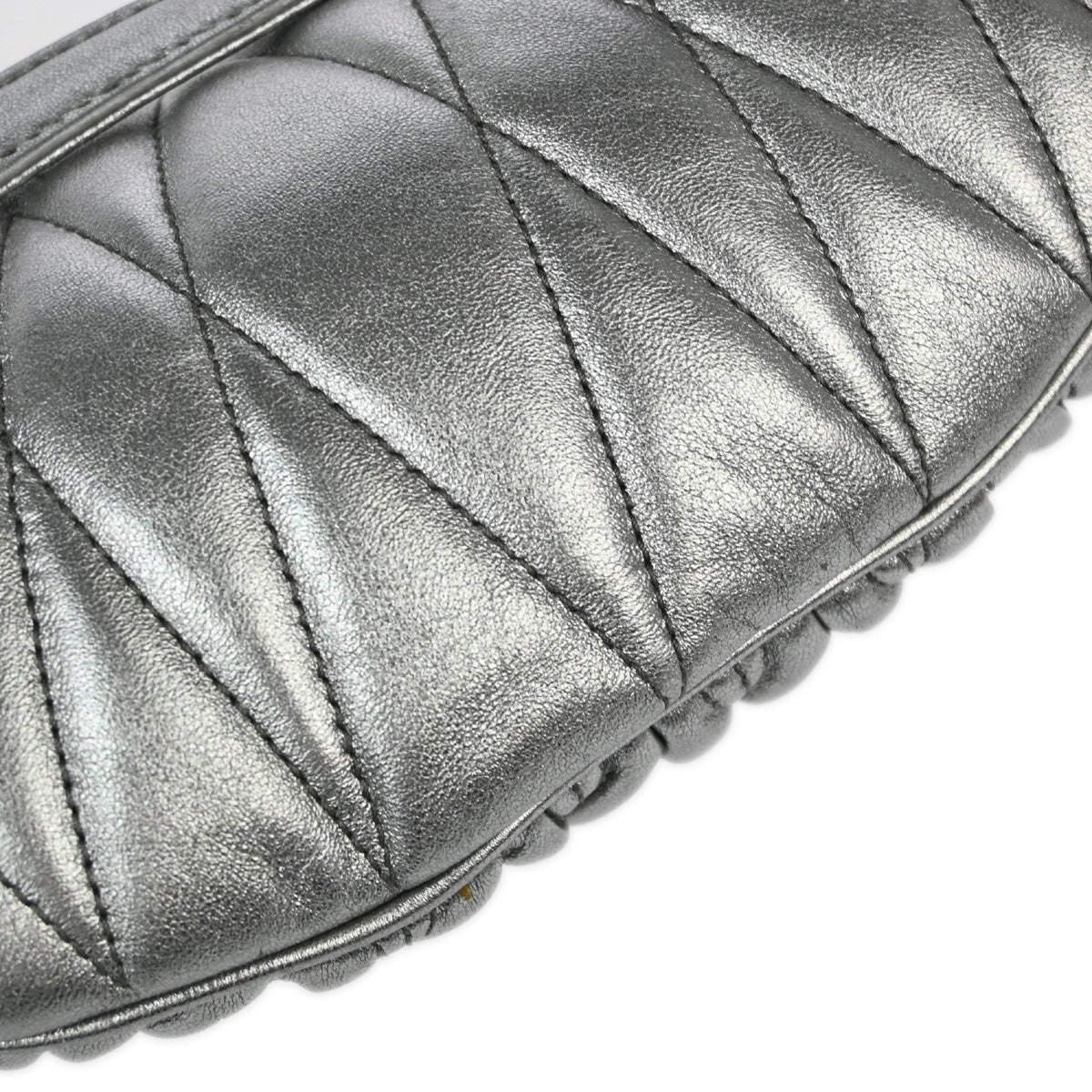 Miu Miu Silver Lambskin Matelasse Bum Bag