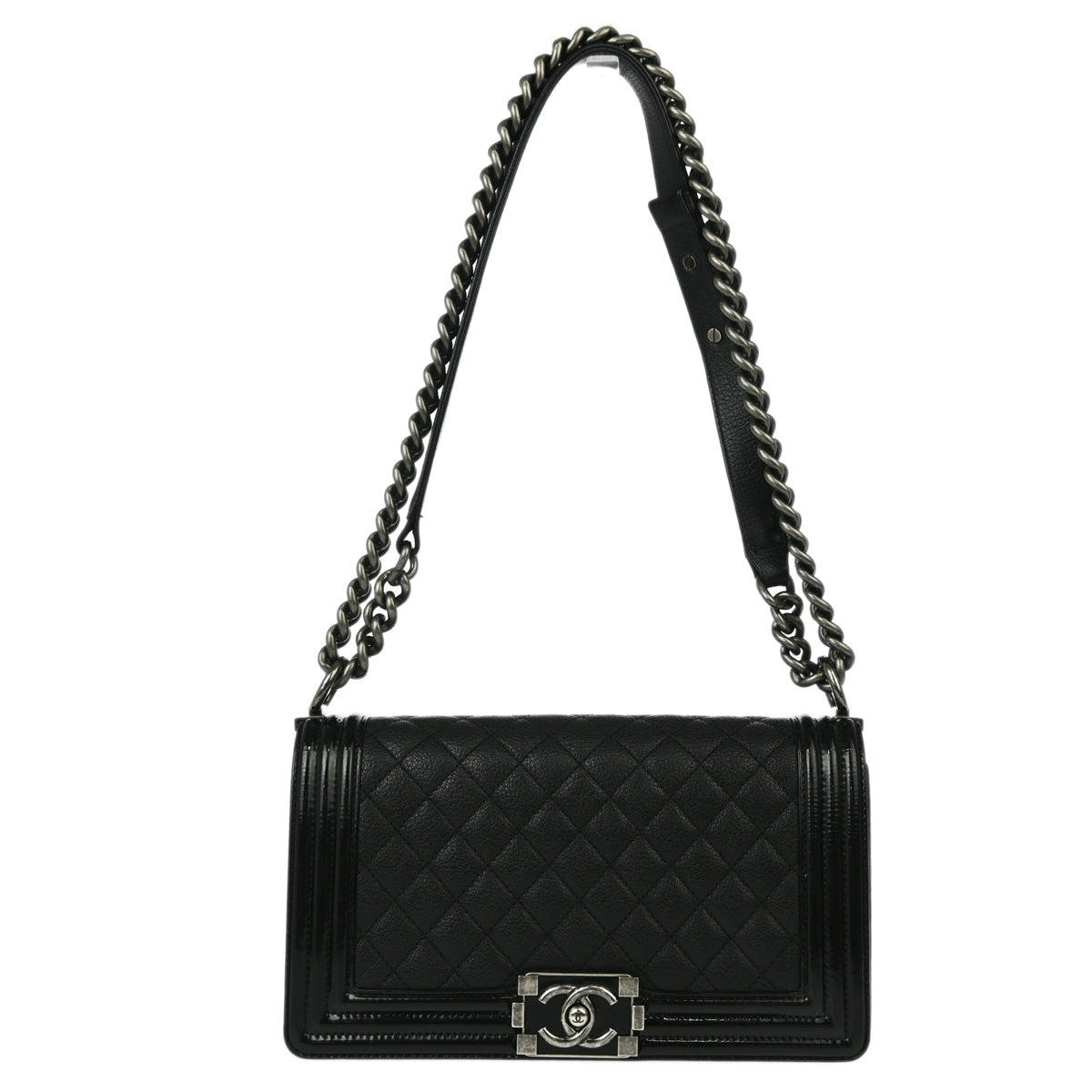 Boy Chanel 2015-2016 Black Leather Medium Chain Shoulder Bag