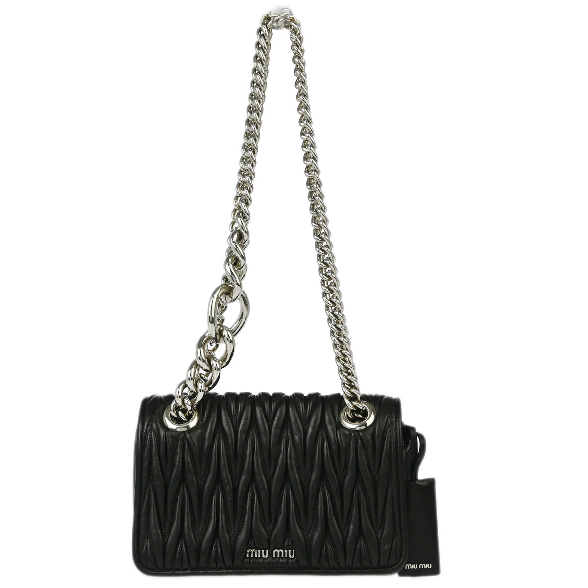 Miu Miu Black Lambskin Matelasse Pattina Shoulder Bag