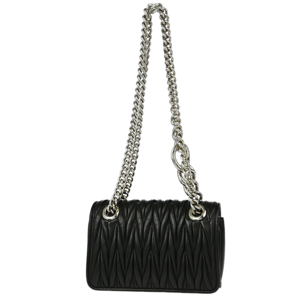 Miu Miu Black Lambskin Matelasse Pattina Shoulder Bag